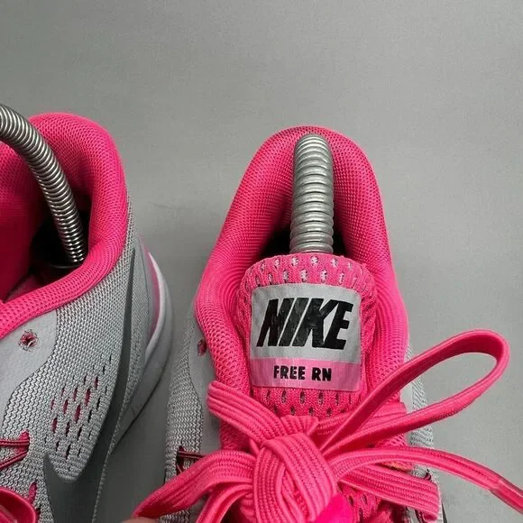 Nike Free RN Running Shoes Girls 7 Grey Pink Athletic Run Training Sneakers - Picture 4 of 12